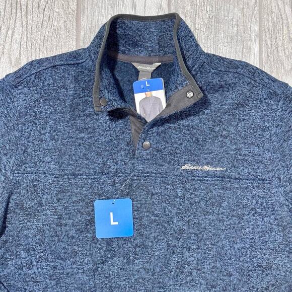 Eddie Bauer Men's Radiator Fleece Snap-Front Pullover‎ NWT Navy Heather sz Large - Picture 4 of 11